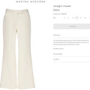 Marina Moscone Off White Satin Trouser